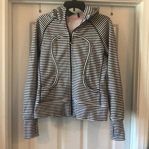 Lululemon Black & White Stripe hooded Sweatshirt